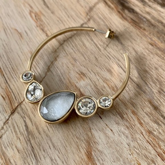 Dyrberg/Kern Rosalynn Swarovski crystal and quartz open hoop earrings - Picture 3 of 9